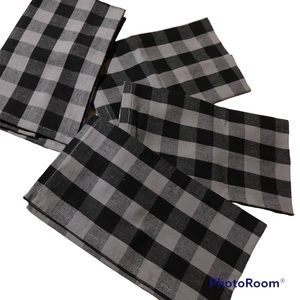 4 New urban Villa black & gray checked cotton kitchen towels
